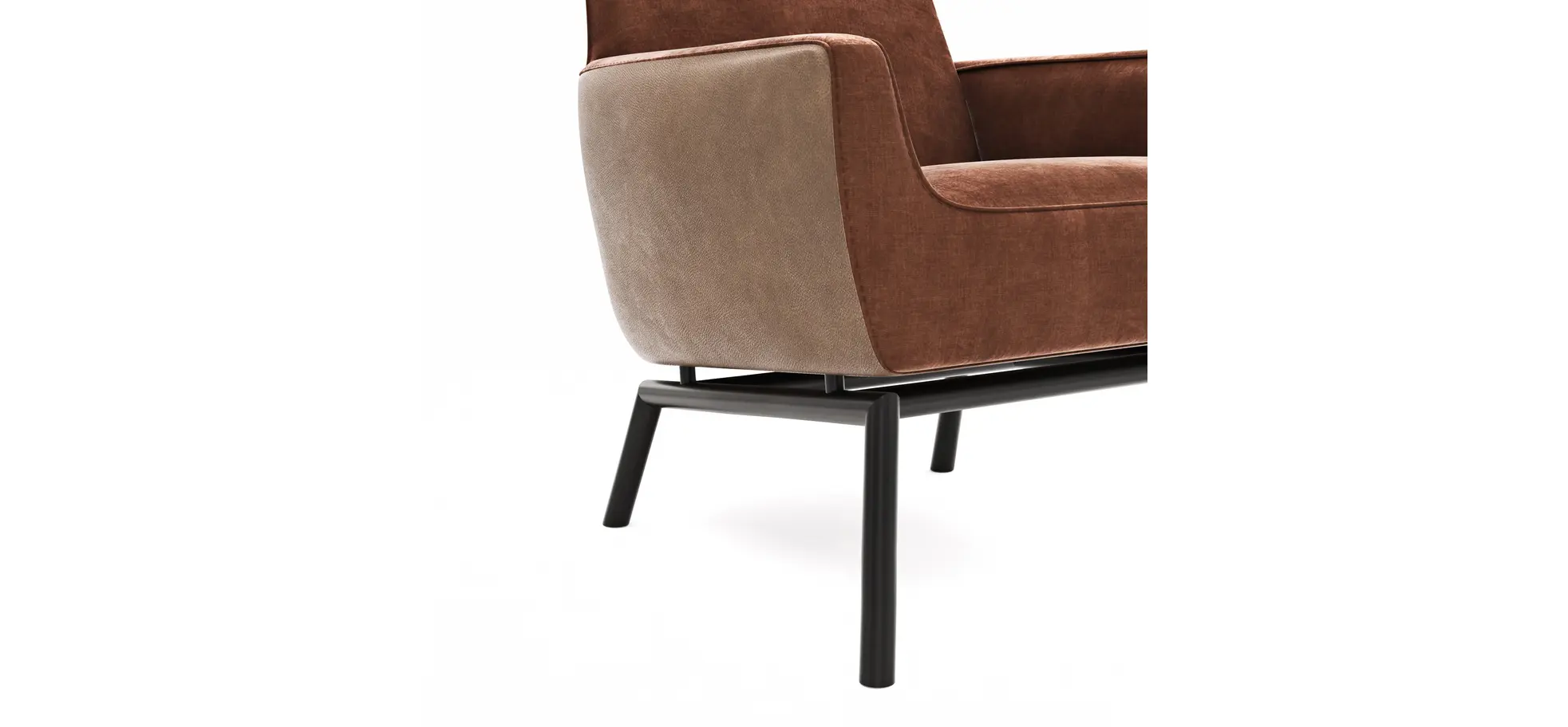 Sessel Matina - Größe M, Leder&Stoff, Cognac, Kupfer