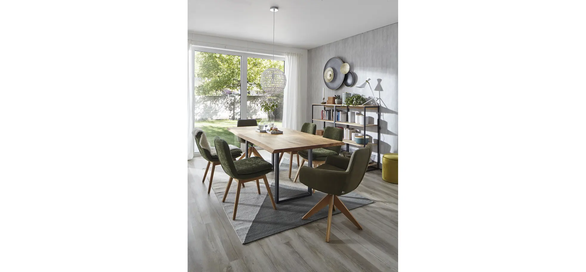 Armlehnstuhl Macano - drehbar, Leder, Olive