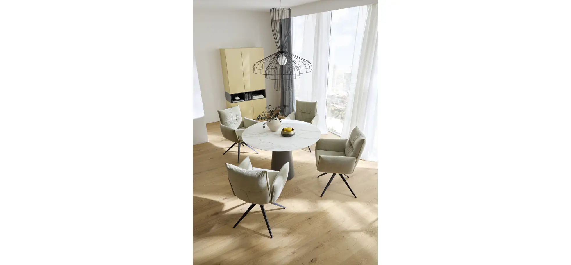 Esstisch Cono - LB 120x120 cm rund, Keramik, Weiß