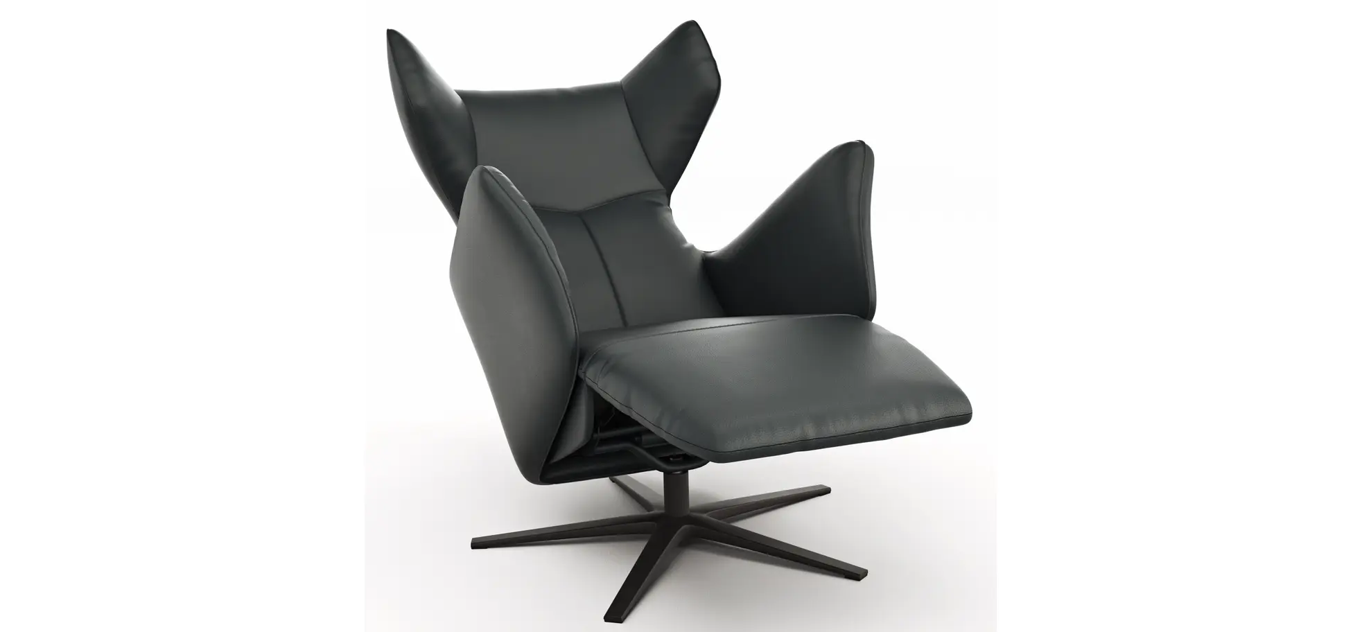 Sessel Noto Relax II - Rückenlehne und Fußteil verstellbar (motorisch), Leder, Schwarz