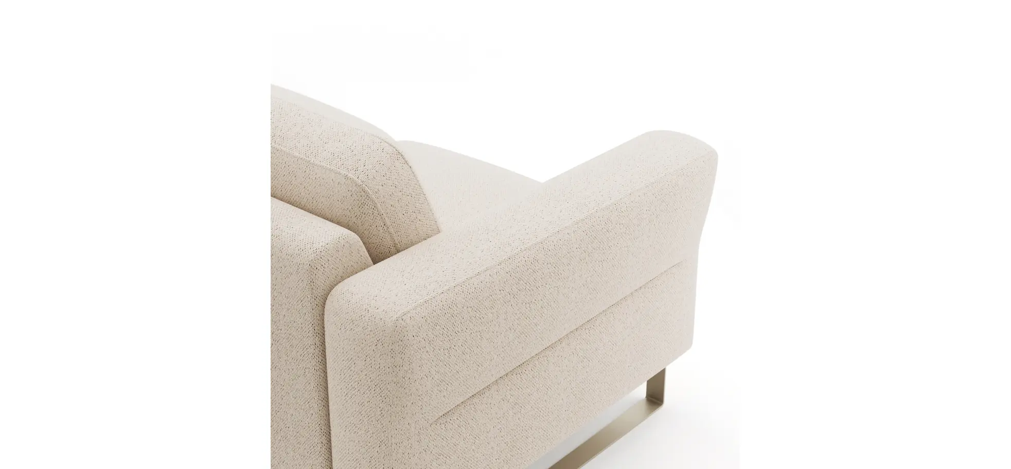 Ecksofa Leona - 2,5-Sitzer mit Ecke rechts, Stoff, Creme