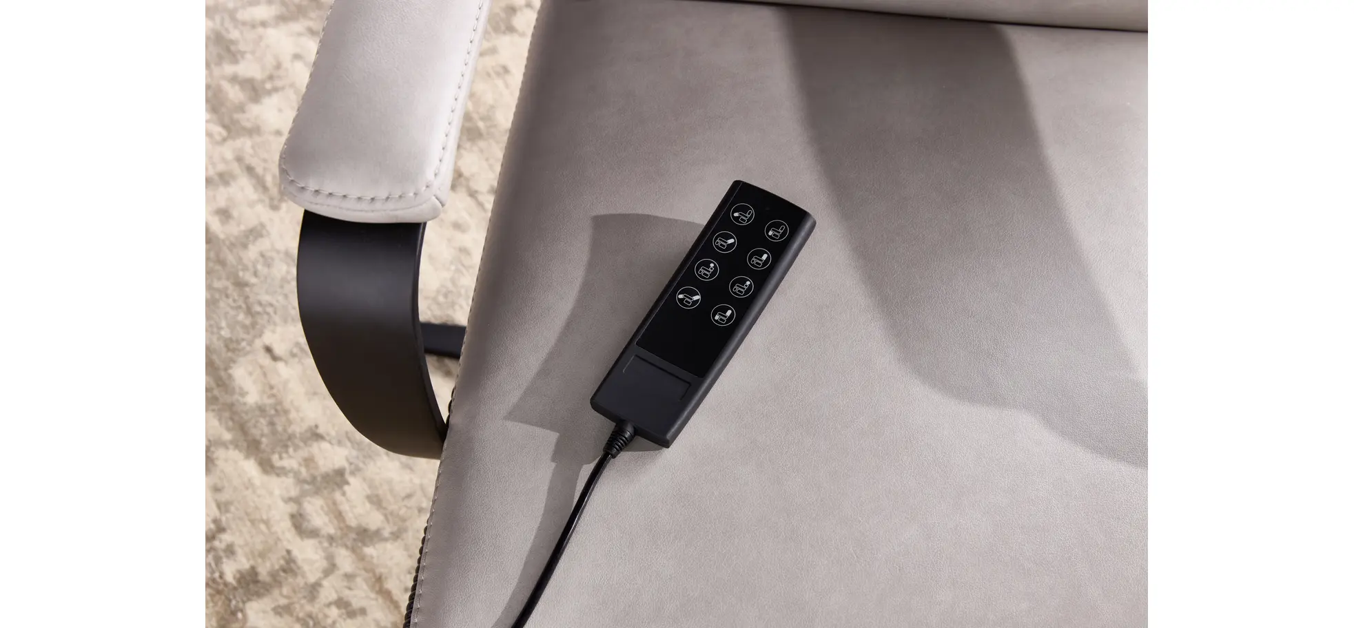 Relaxsessel Avela Relax - Größe L, Kopf-/ Fußteil und Rückenlehne verstellbar, Leder, Steingrau