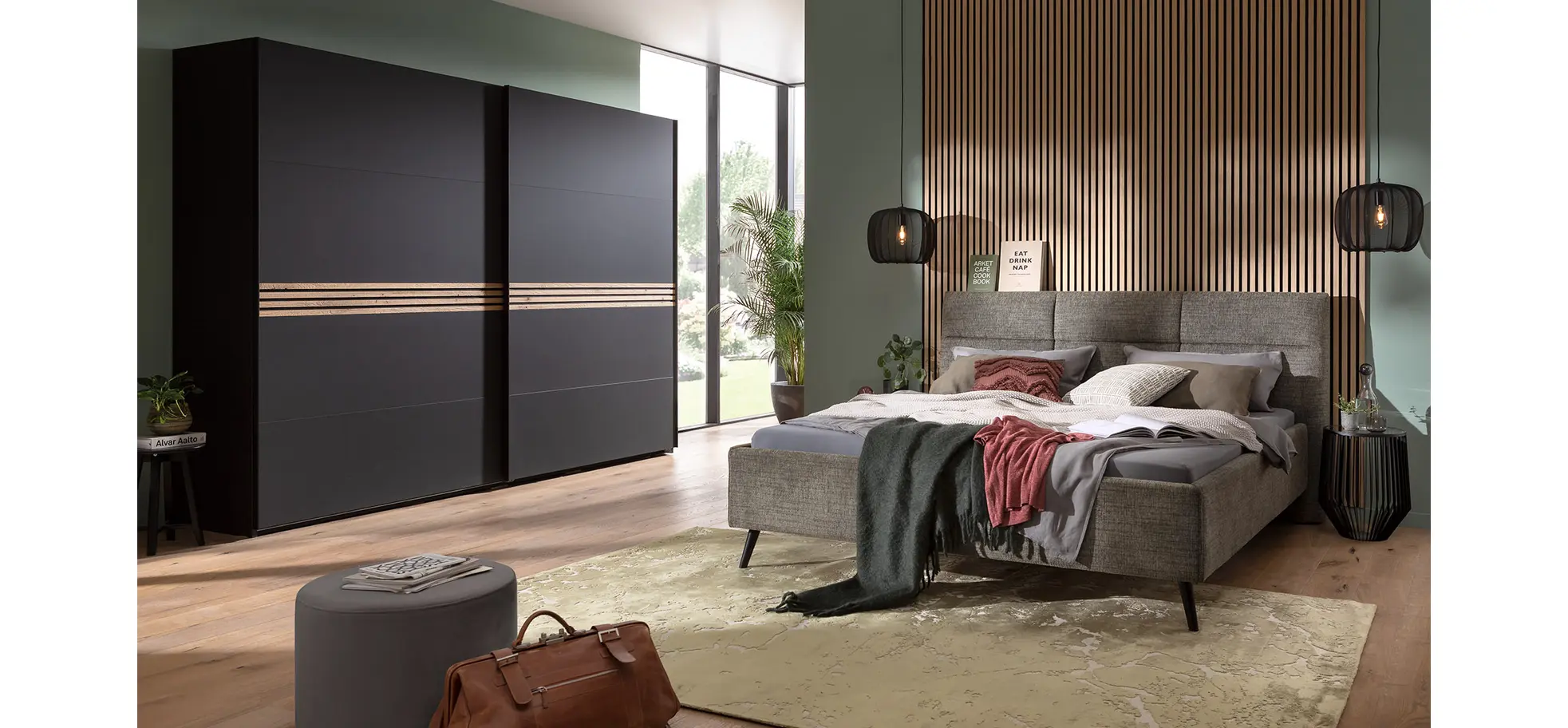Schwebetürenschrank Viana - BHT ca. 300x230x68 cm, Anthrazit