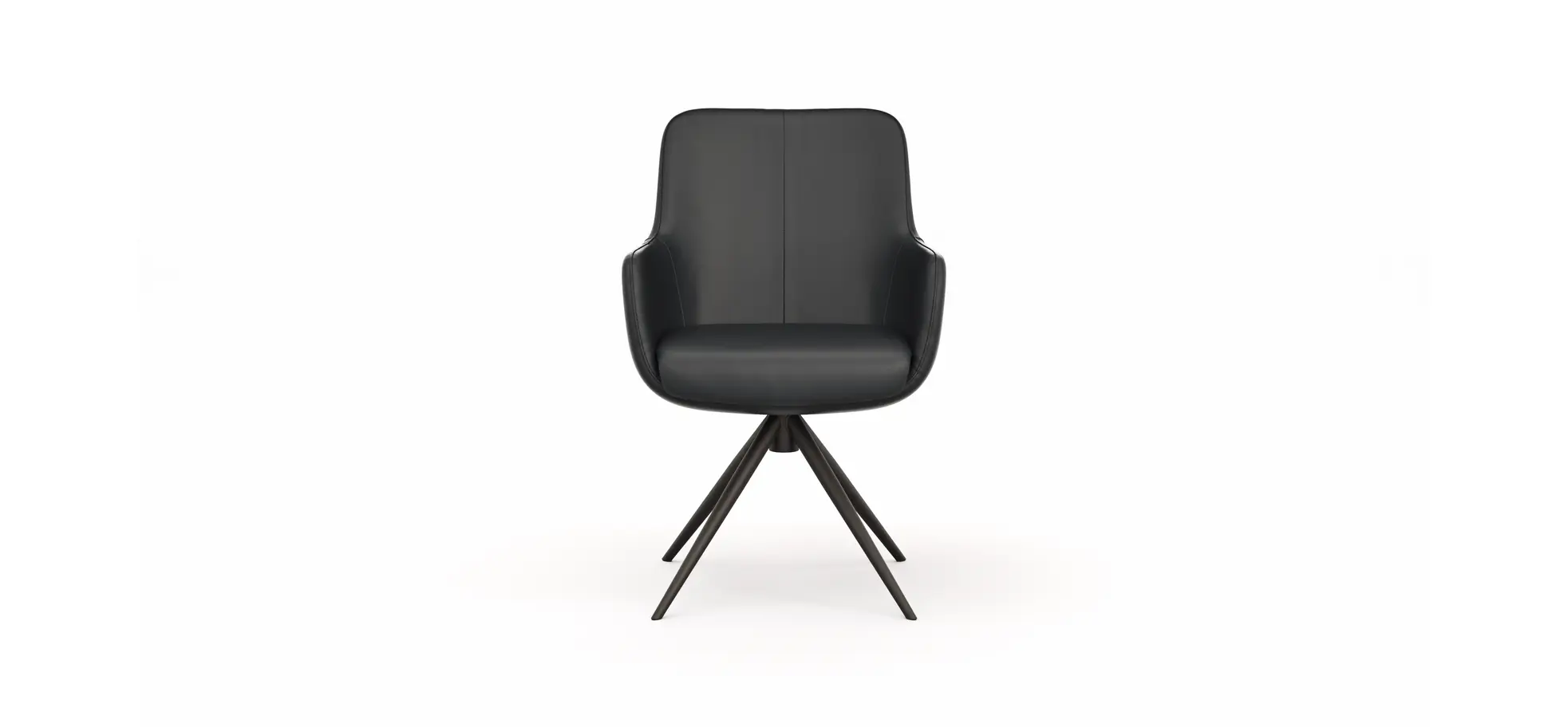 Armlehnstuhl Mis - Leder, Schwarz, Drehbar, Gestell, Schwarz