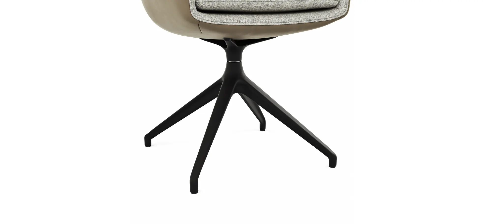 Armlehnstuhl Macano - drehbar, Stoff & Leder, Hellgrau, Steingrau