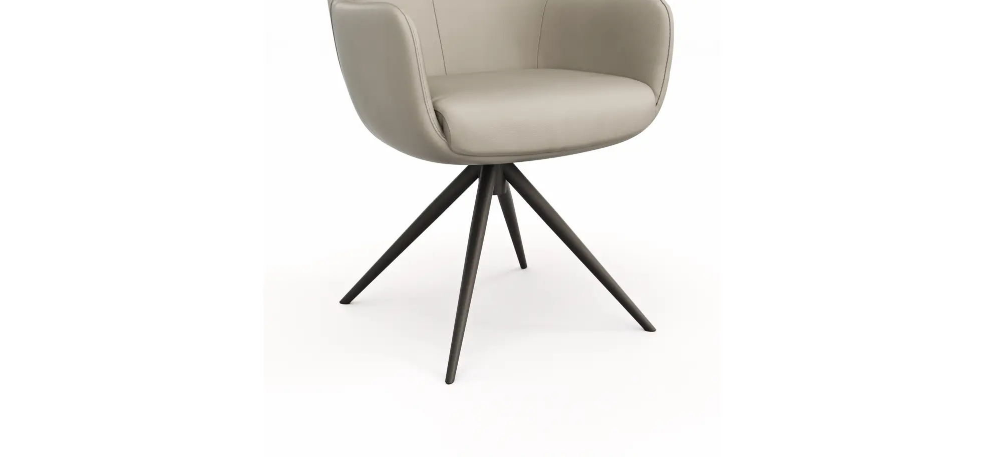 Armlehnstuhl Mis - Leder, Graubraun, Gestell, Schwarz