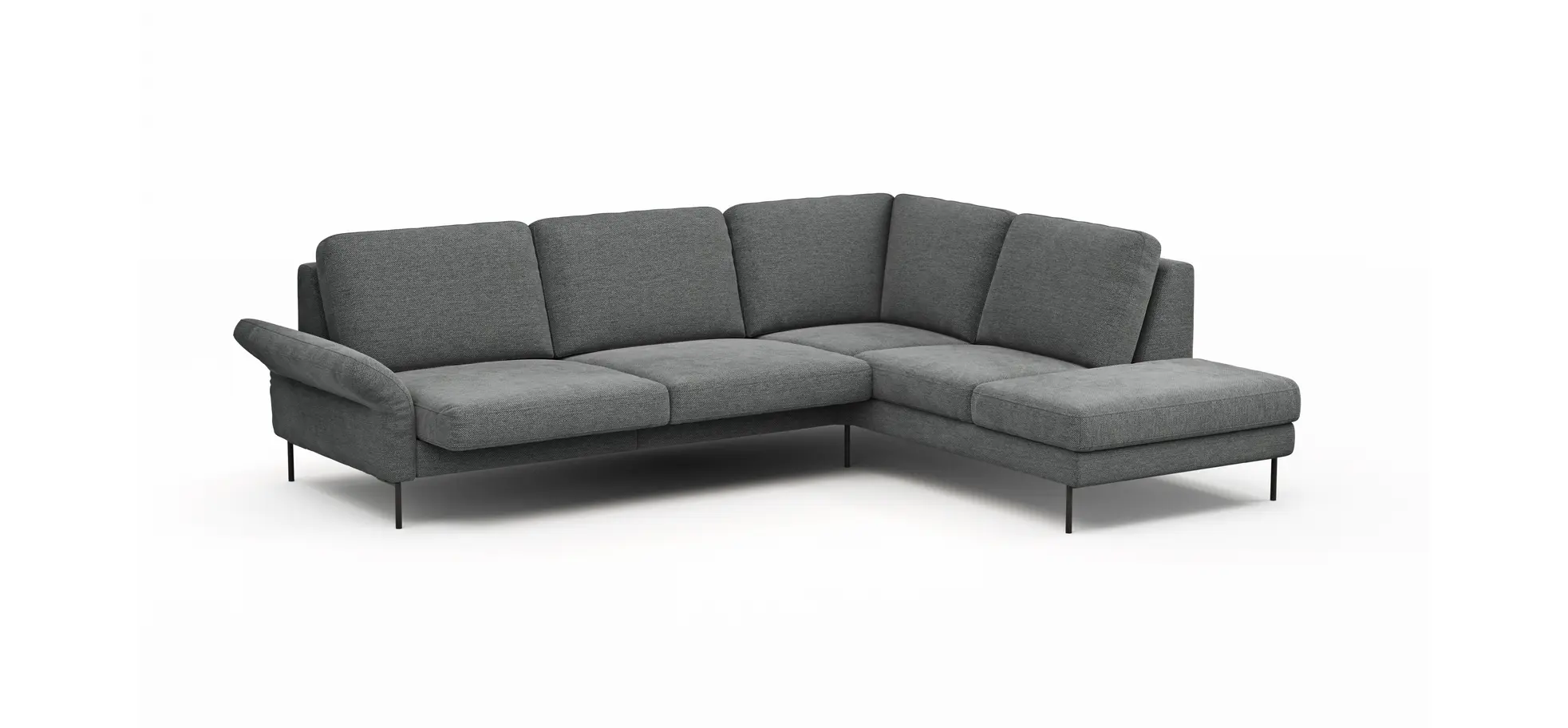 Ecksofa Enna - 3-Sitzer, Ecke rechts, Sitzvorzug (motorisch), Stoff, Anthrazit
