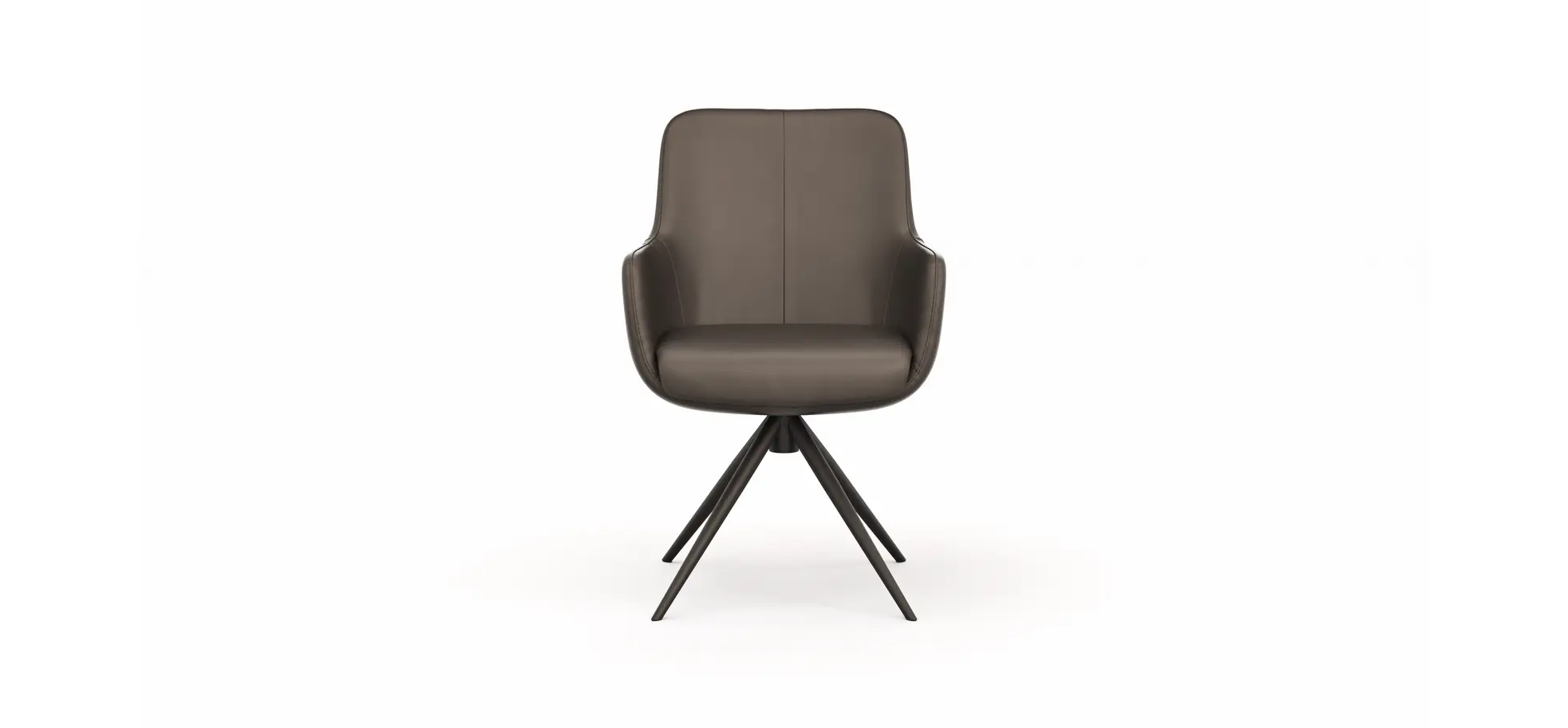 Armlehnstuhl Mis - Leder, Dunkelbraun, Gestell, Schwarz