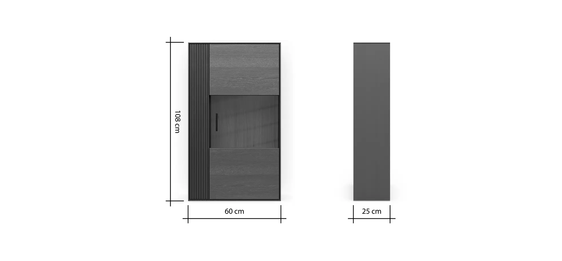 Hängevitrine Estana - Eiche massiv, Anthrazit