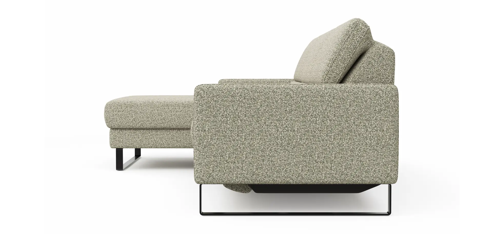 Ecksofa Valera - Longchair mit 3-Sitzer rechts inkl. Rückenlehne verstellbar und Relaxfunktion motorisch, Stoff, Limone