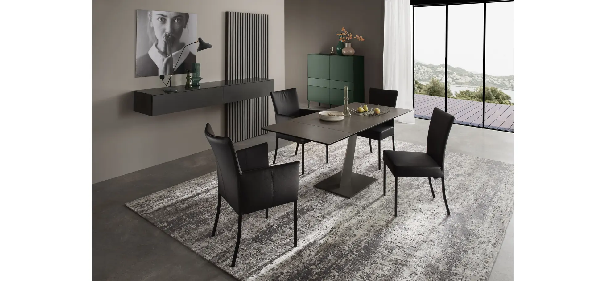 Esstisch Iseo - LB ca. 140x80 cm, ausziehbar, Keramik, Grau