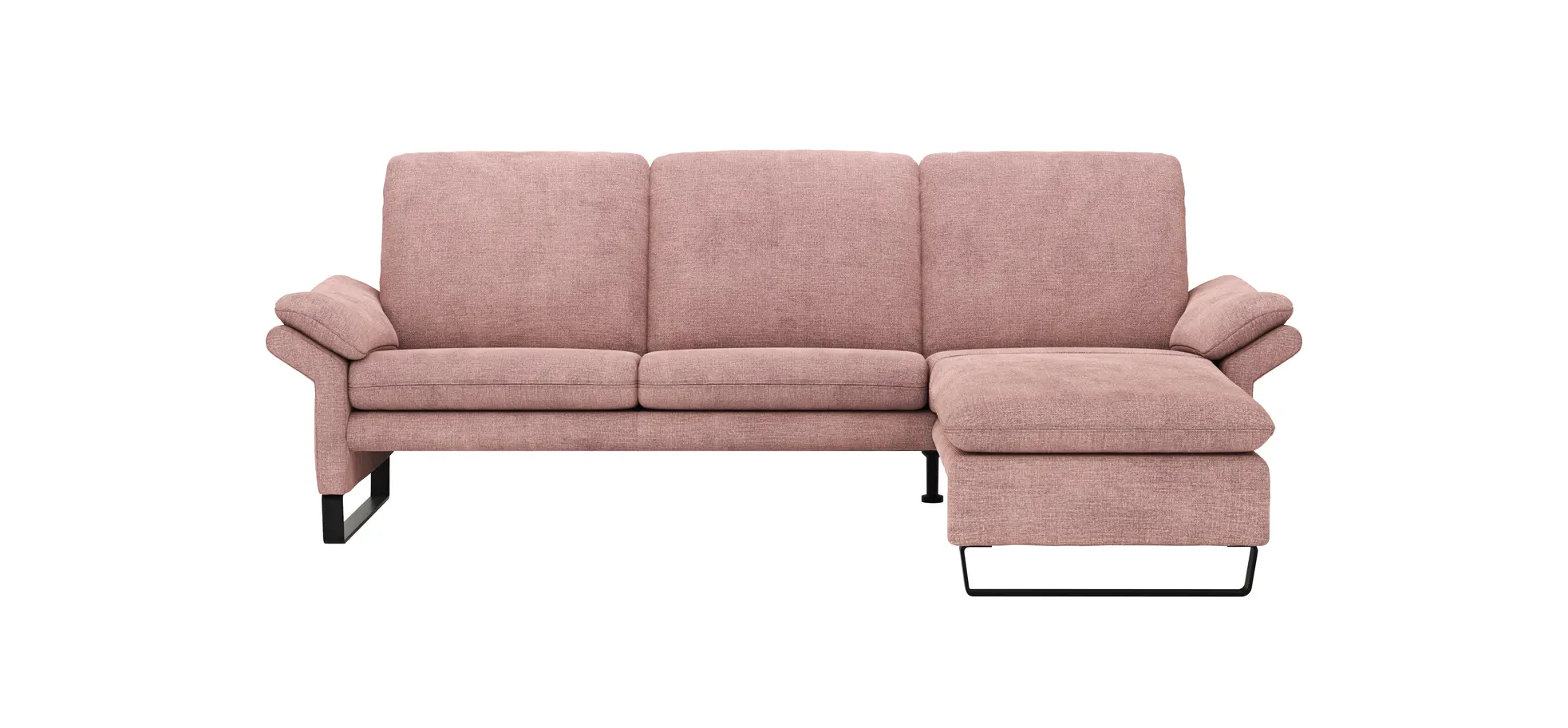 Ecksofa Tenero - 2-Sitzer mit Longchair rechts, Stoff, Helles Rosa 110722
