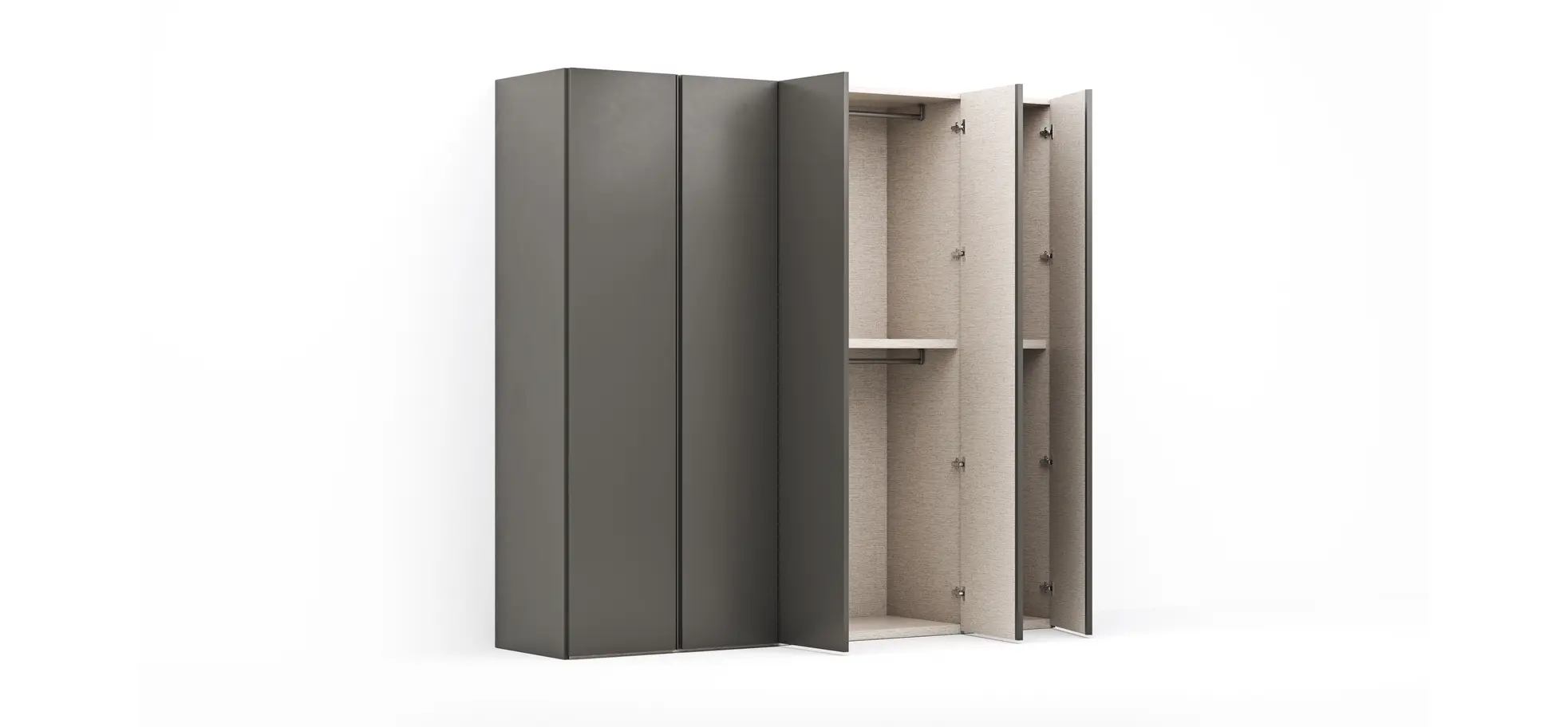 Drehtürenschrank Loretto - B ca. 254 cm, Melamin matt, Anthrazit