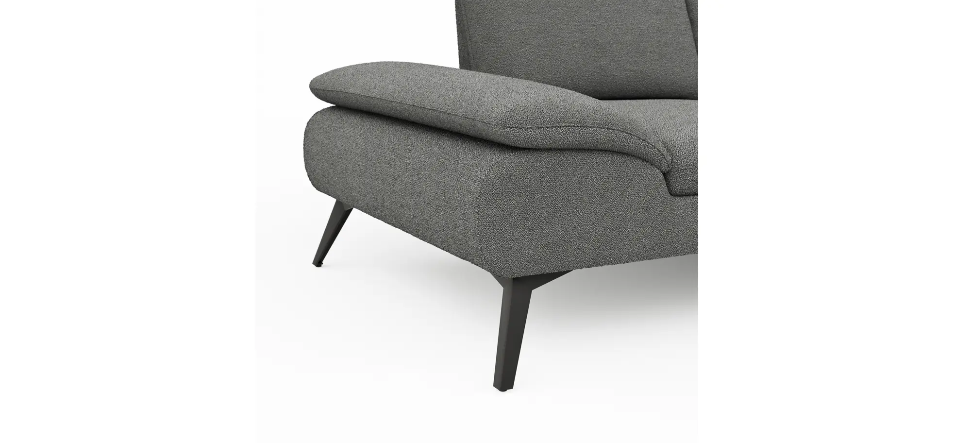 Ecksofa Collina - 2,5-Sitzer, Longchair rechts inkl. Sitztiefen- u. Armlehehnenverstellung, Stoff, Dunkelgrau