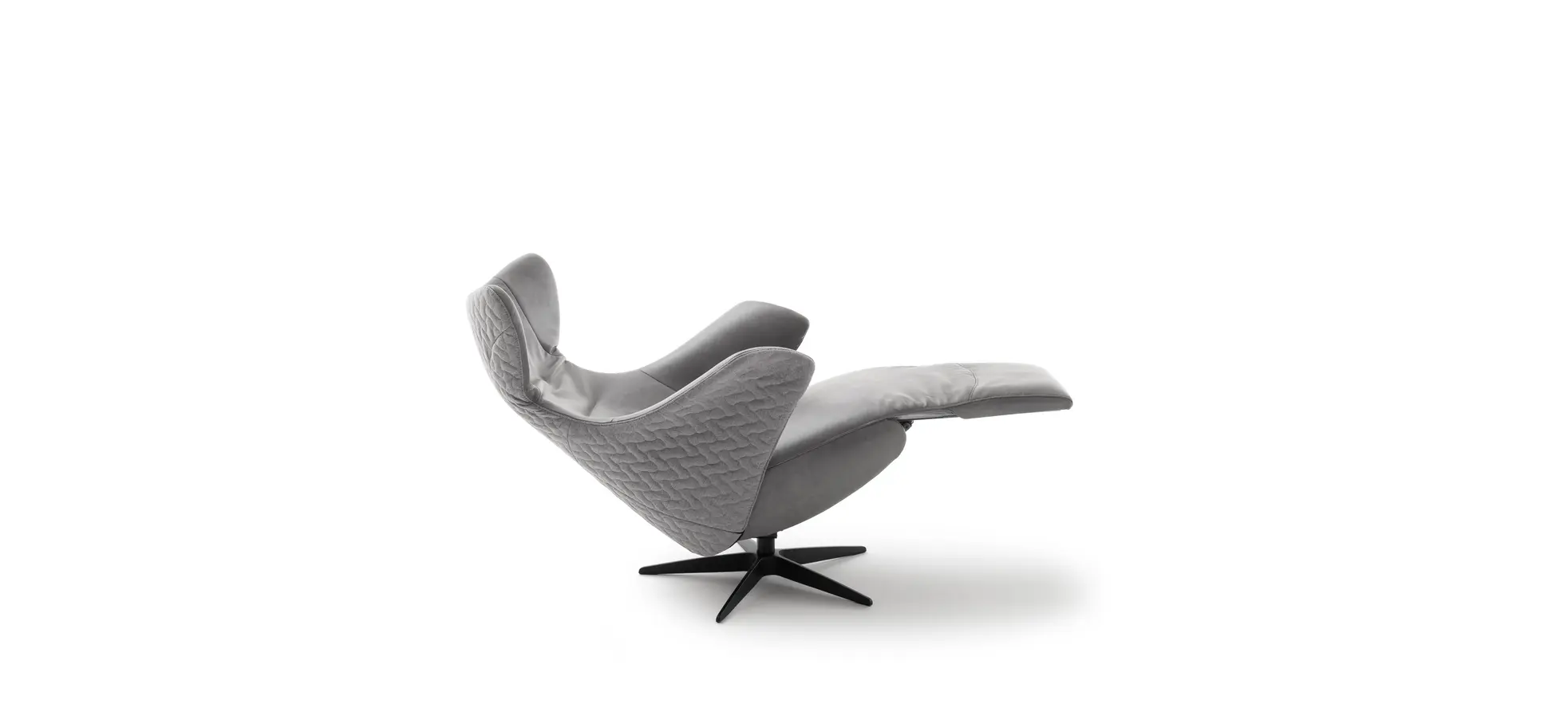 Relaxsessel Follina - Relaxfunktion (motorisch), Leder, Stoff, Grau