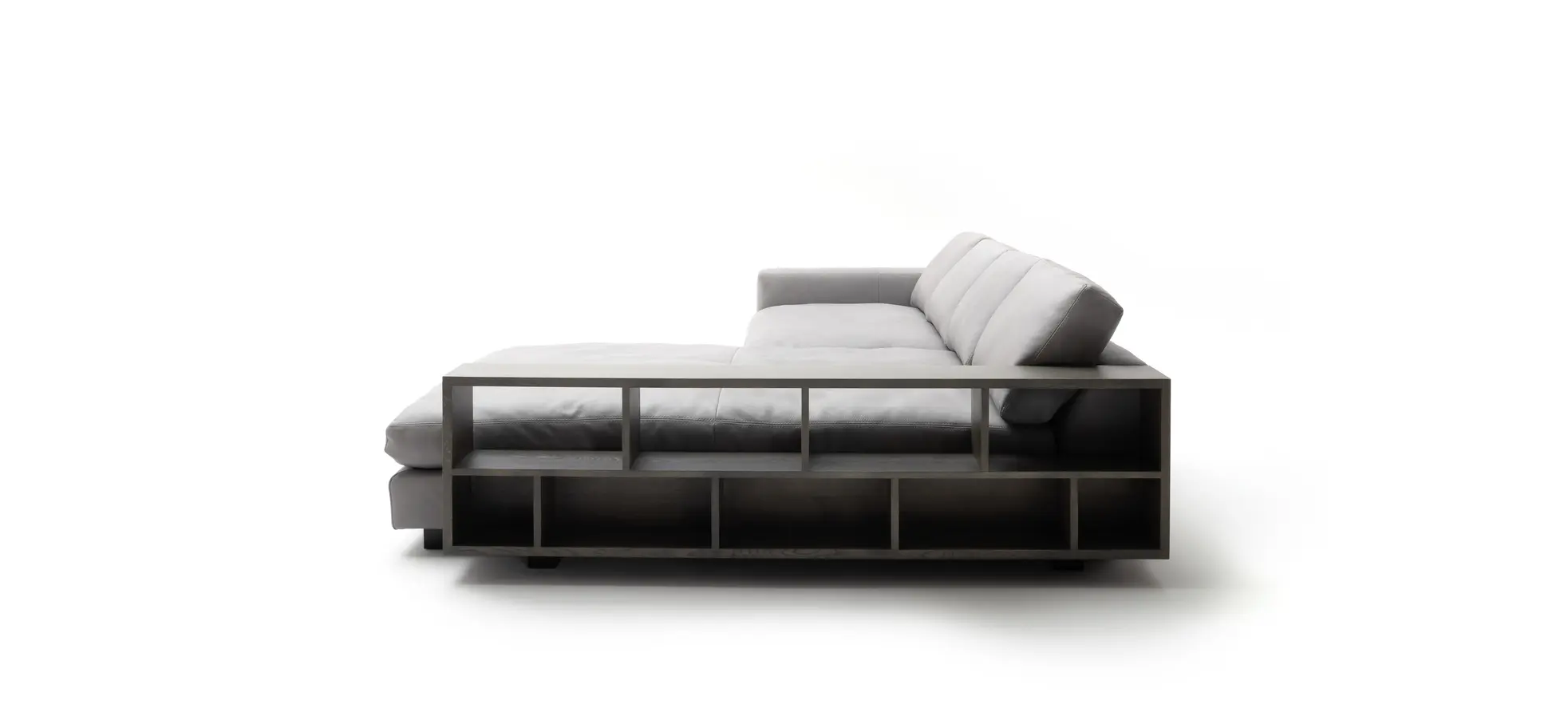 Ecksofa Aprino 1 - 2,5-Sitzer mit Longchair rechts, Leder, Grau