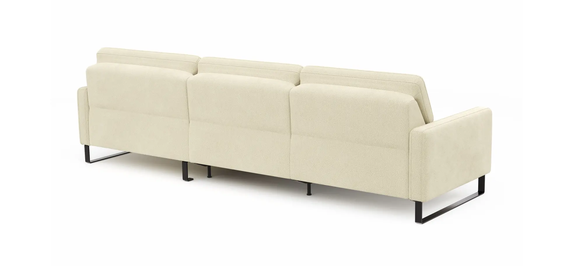 Ecksofa Valera - 3-Sitzer mit Longchair rechts inkl. Rückenlehne verstellbar und Relaxfunktion motorisch, Stoff, Natur