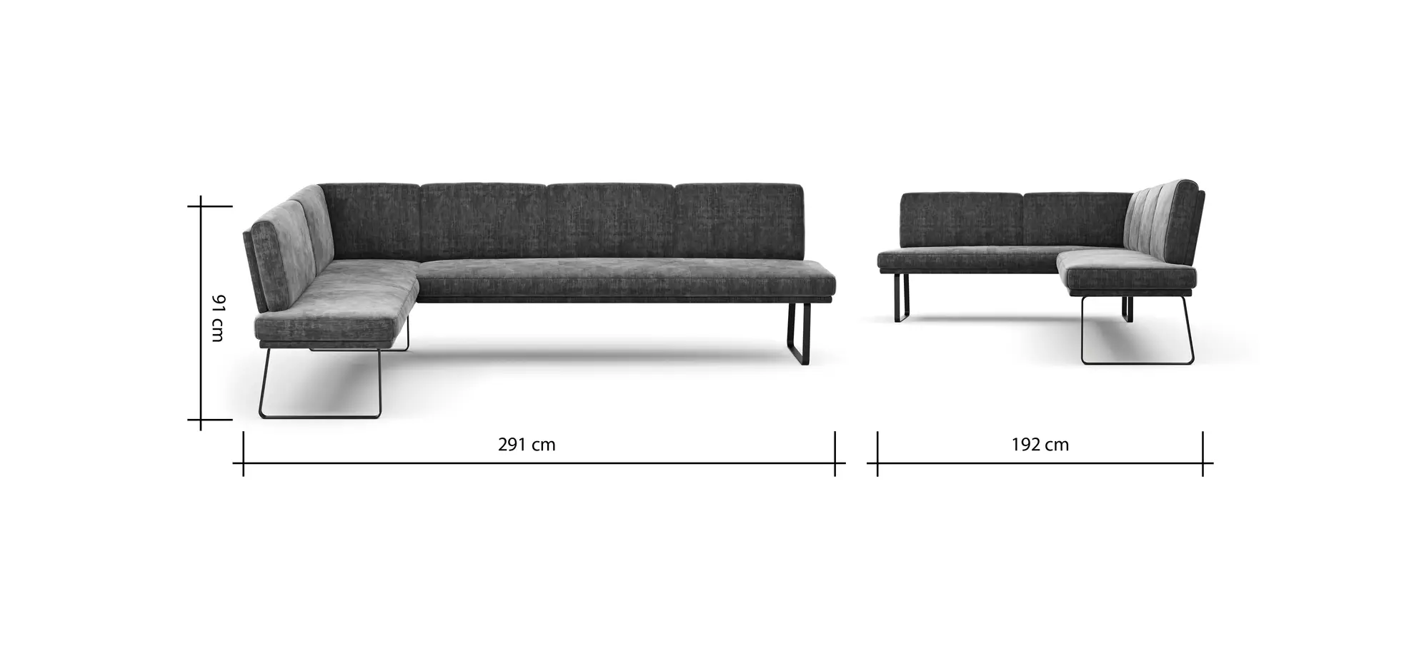Eckbank Valloni - Stoff, Dunkelgrau