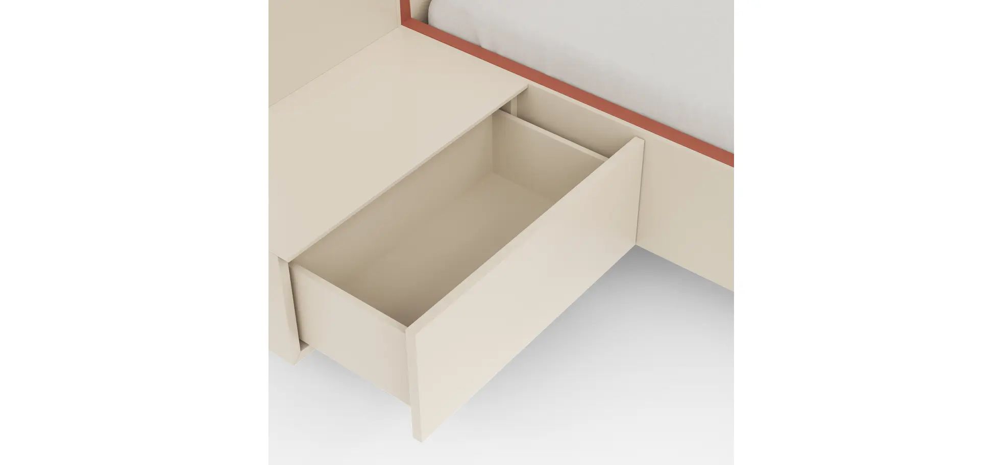 Bettanlage Matera - Lack, Creme, Absetzung, Pfirsich