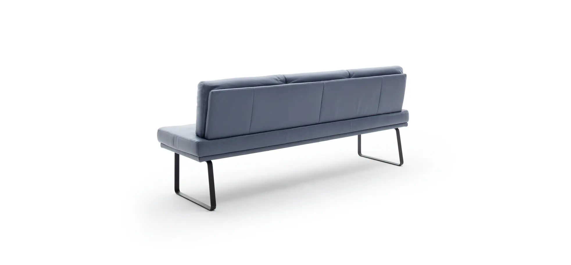 Bank Valloni - B ca. 221 cm, mit Rückenlehne, Leder, Hellblau