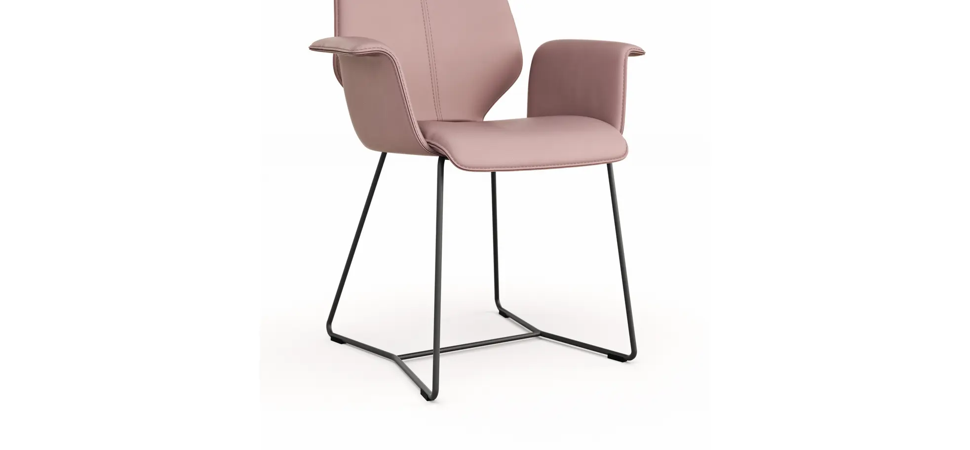 Armlehnstuhl Penthouse - Leder, Mauve, Kufen, Anthrazit