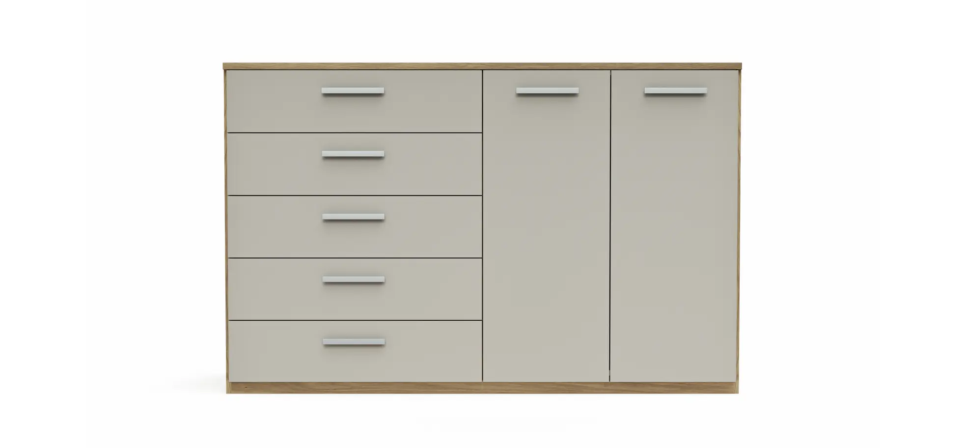 Kommode Viana - Balkeneiche furniert, Taupe