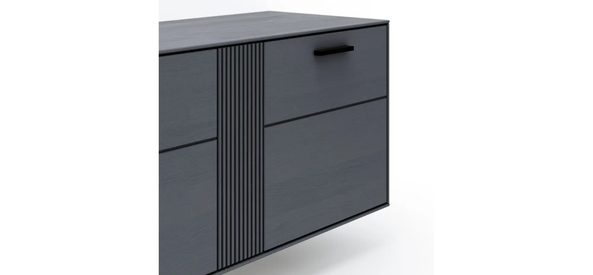 Lowboard Estana - Eiche massiv, Anthrazit 