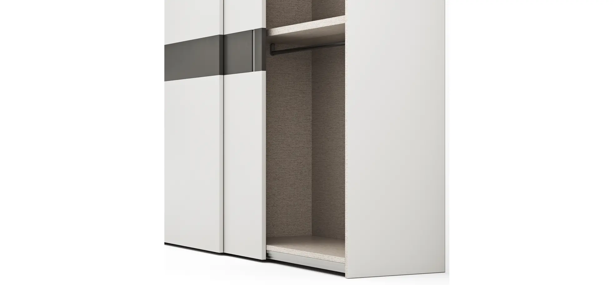 Schiebetürenschrank Loretto - B ca. 280 cm, Lack matt, Weiß