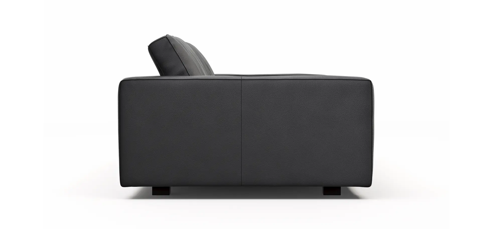 Sofa Aprino 2 - 3,5-Sitzer XL, Dickleder, Schwarz , Armlehne Block schmal