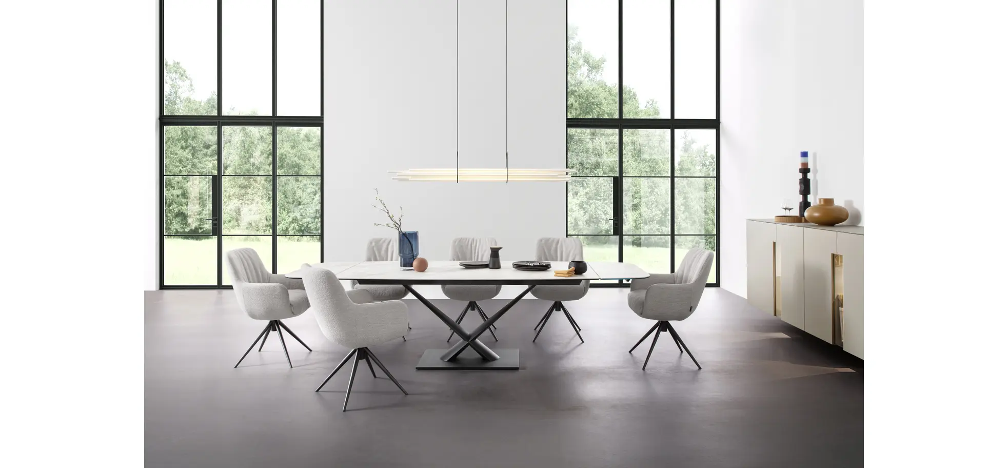 Armlehnstuhl Mis Legere - Boucle, Natur, Stativ, Anthrazit