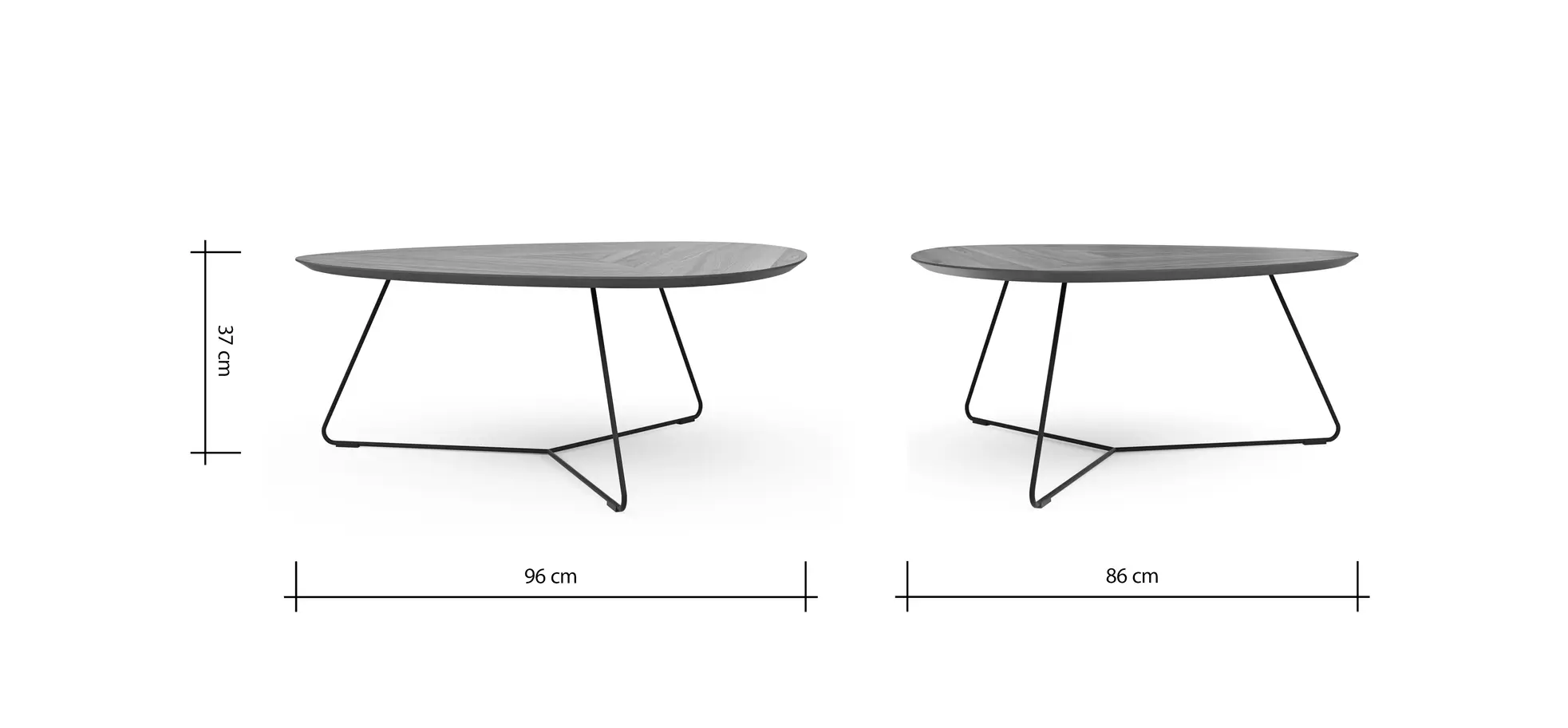 Couchtisch Fano - LBH ca. 96x86x38 cm, Nussbaum, Furnier
