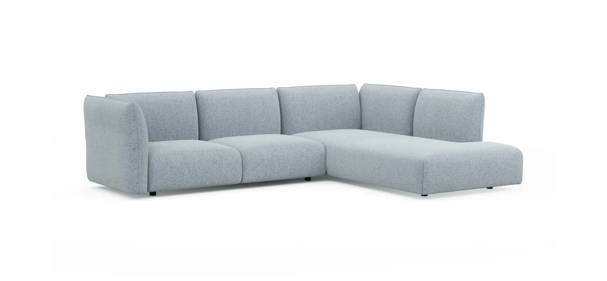 Ecksofa Motone - 2,5-Sitzer mit Ecke rechts, Stoff, Hellblau
