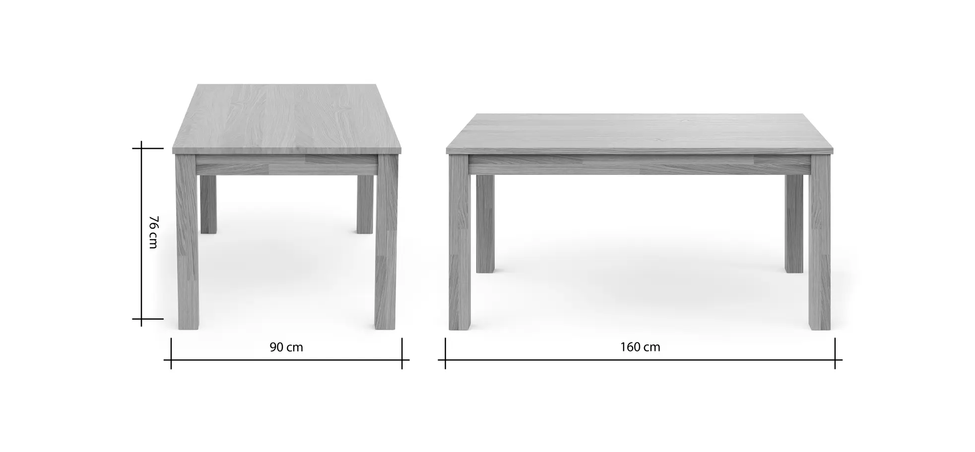 Esstische Dinner - ausziehbar, LB ca. 160x90 cm , Eiche bianco massiv