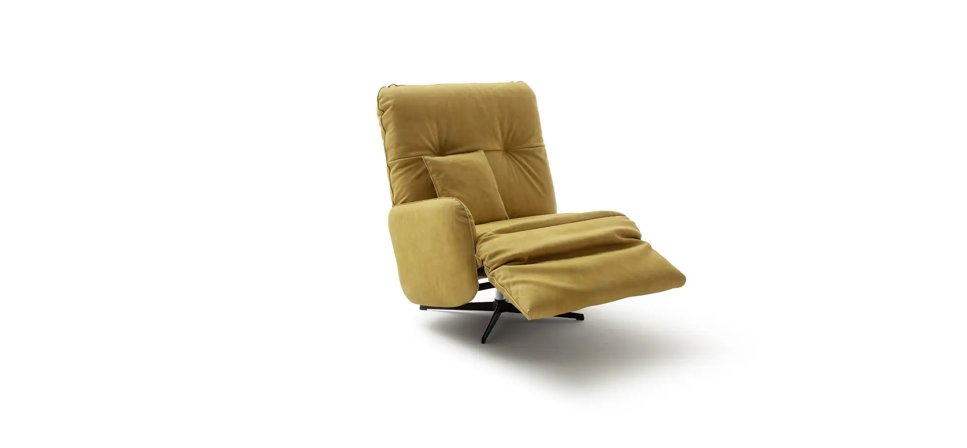 Loungesessel Lovere - Leder, Curry, Armlehne links