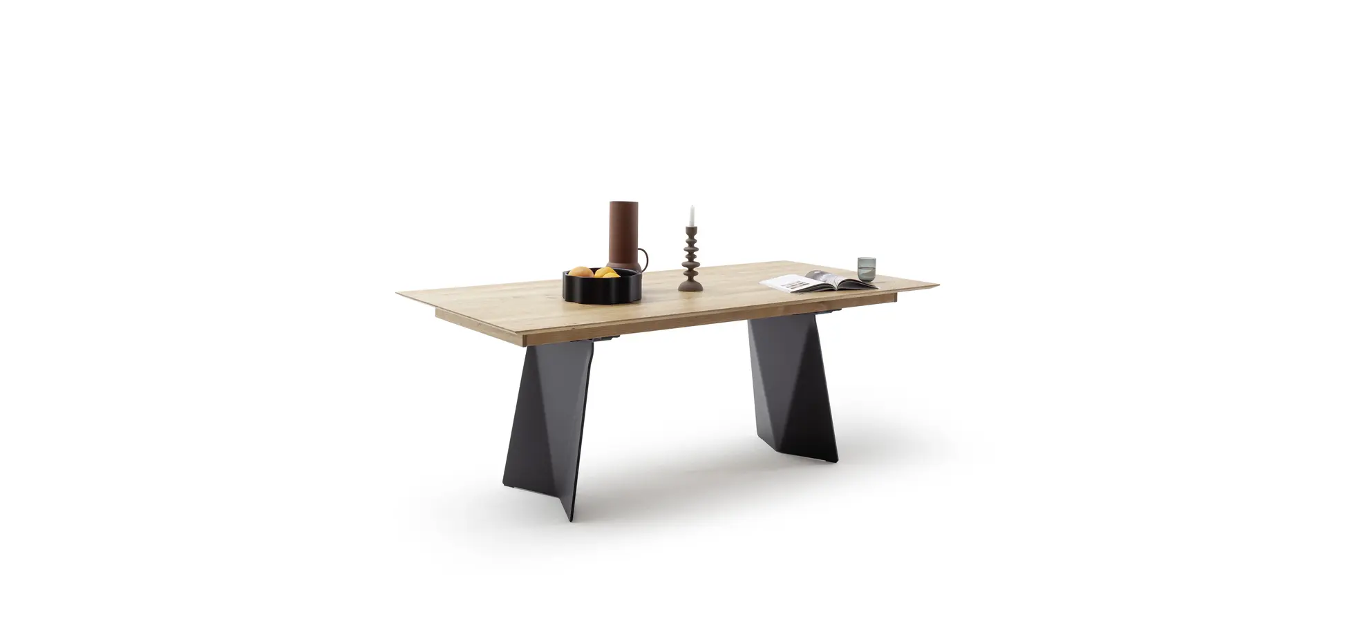 Esstisch 3100 - LB ca. 200x100 cm, beiseitig ausziehbar, Asteiche massiv, Geölt