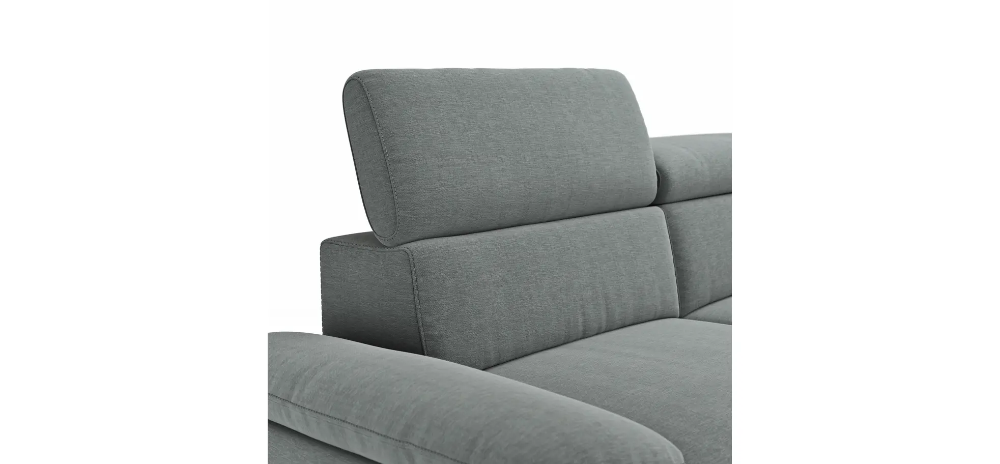 Ecksofa Felipa - 2,5-Sitzer mit Ecke rechts inkl. Armlehne verstellbar und Rückenlehne/Sitztiefe verstellbar (motorisch), Stoff, Grau