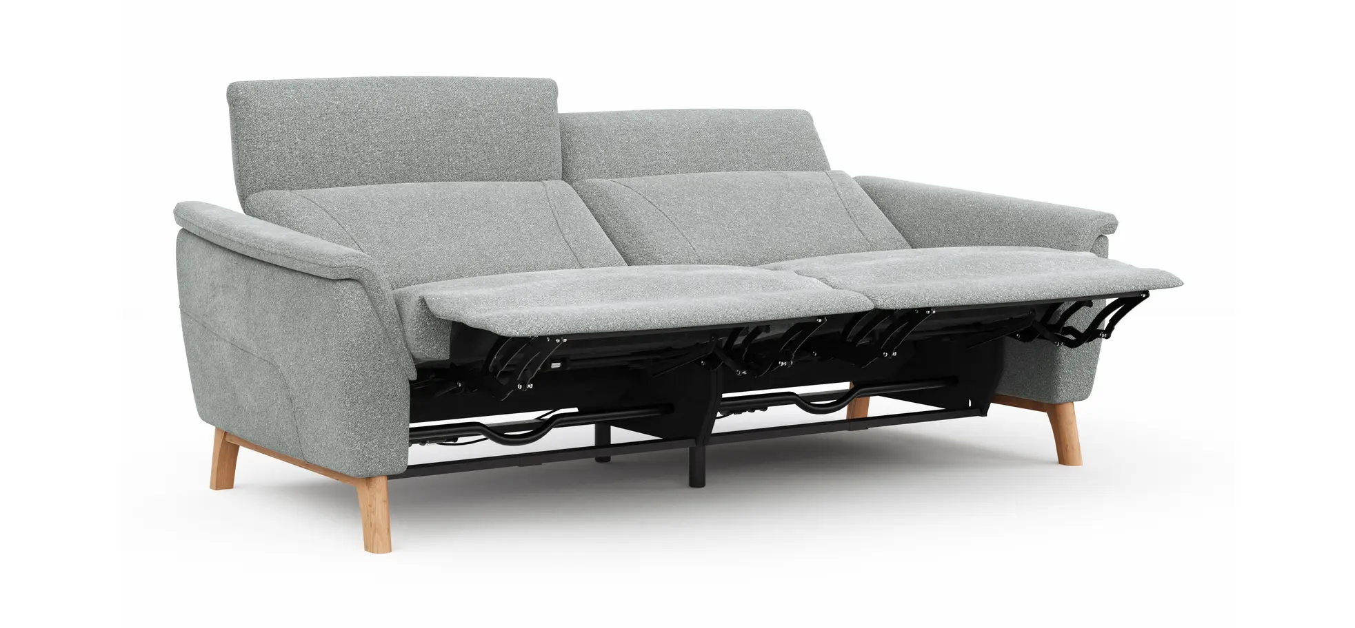 Sofa Nevin - 3-Sitzer, inkl. Relaxfunktion und Kopfteilverstellung (motorisch), Stoff, Silbergrau 