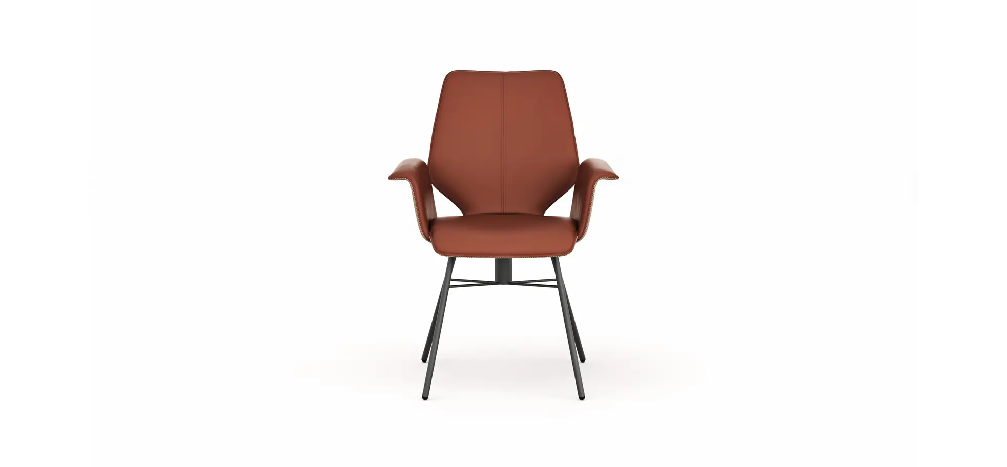 Armlehnstuhl Penthouse -  Leder, Rost, Stoff, Beige-Rost, Drehbar