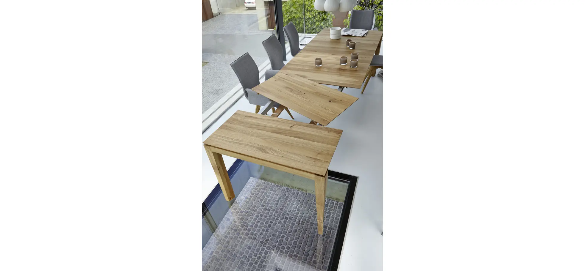 Esstisch 3400 - ausziehbar, LB ca. 200x100 cm, Asteiche massiv, Geölt, Gedrehter Fuss