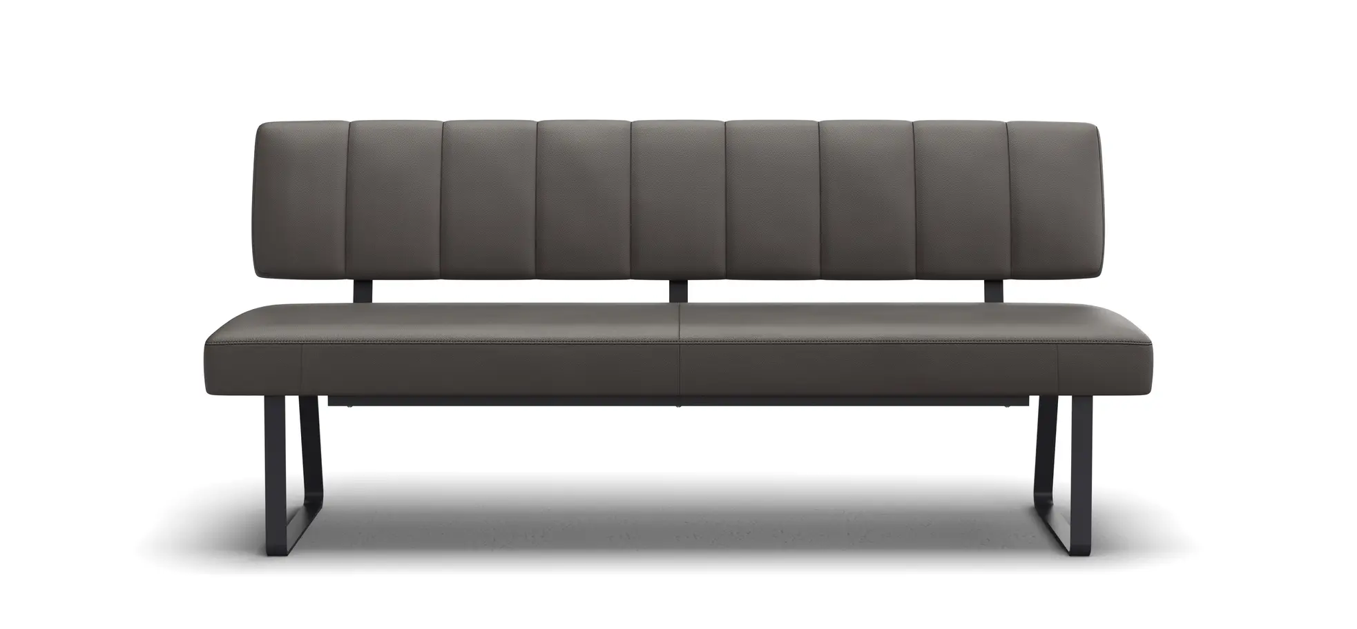 Polsterbank Carmelo - Breite ca. 183 cm, Leder, Steingrau