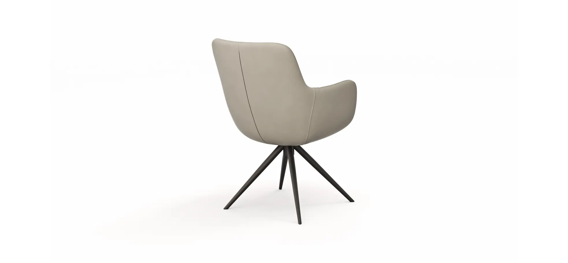 Armlehnstuhl Mis - Leder, Graubraun, Gestell, Schwarz