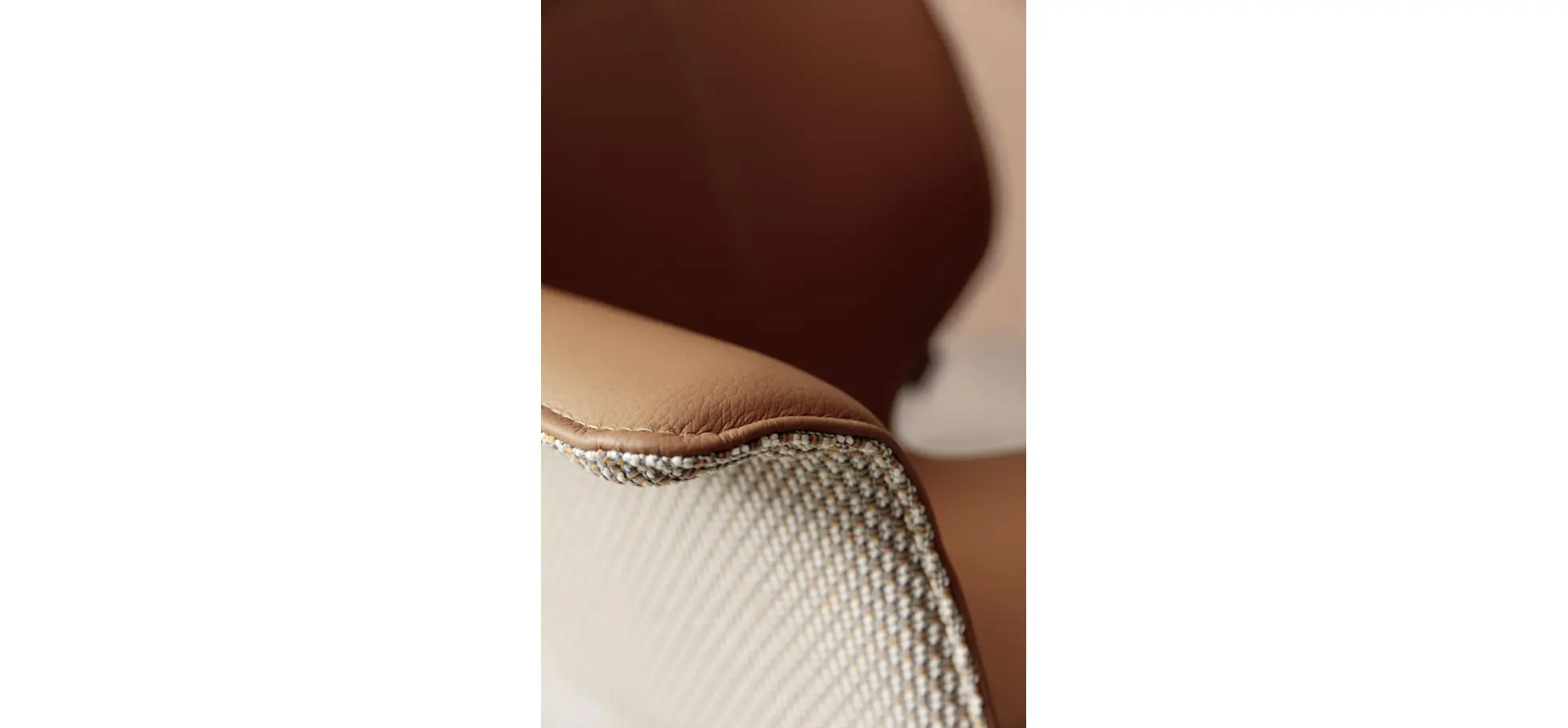 Armlehnstuhl Penthouse -  Leder, Rost, Stoff, Beige-Rost, Drehbar