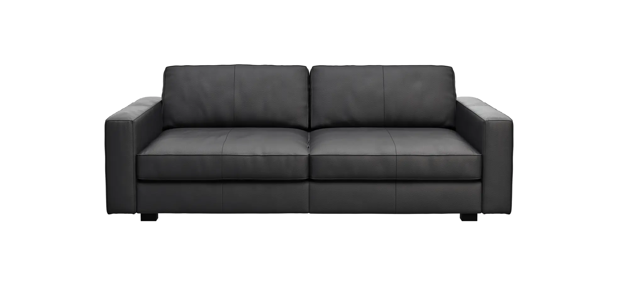 Sofa Aprino 2 - 3,5-Sitzer XXL, Dickleder, Schwarz, Armlehne Block schmal 111310