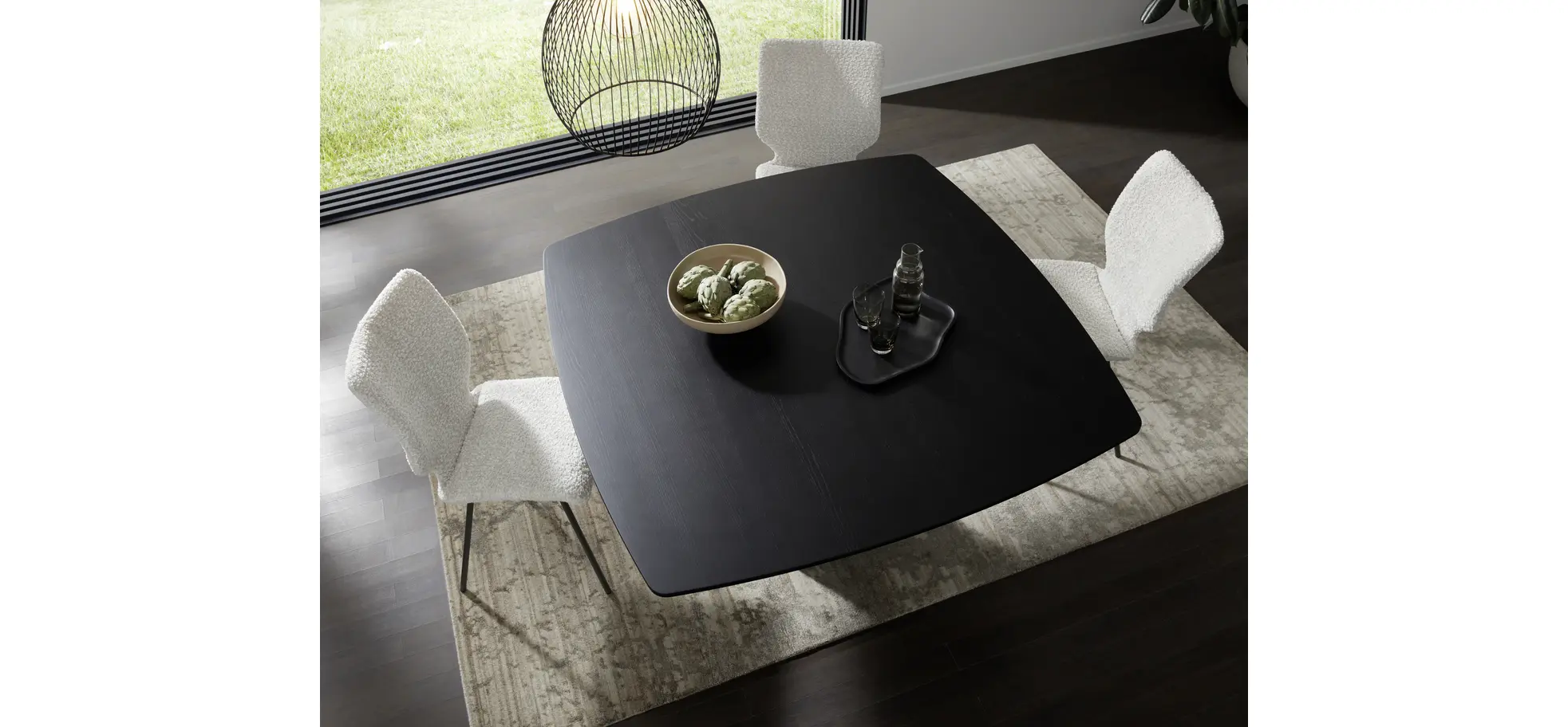 Esstisch Cono - LB ca. 140x140 cm, Eiche massiv, Schwarz