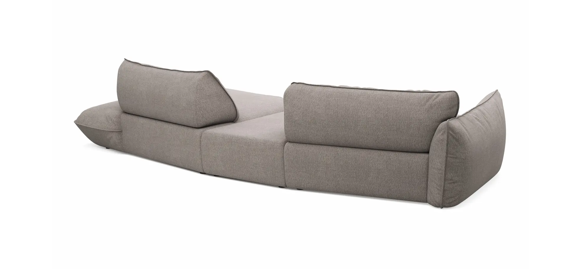 Trapezsofa Fluffy - 2-Sitzer mit Trapezelement und Abschlussteil inkl. Rückenlehne verstellbar, Stoff, Taupe