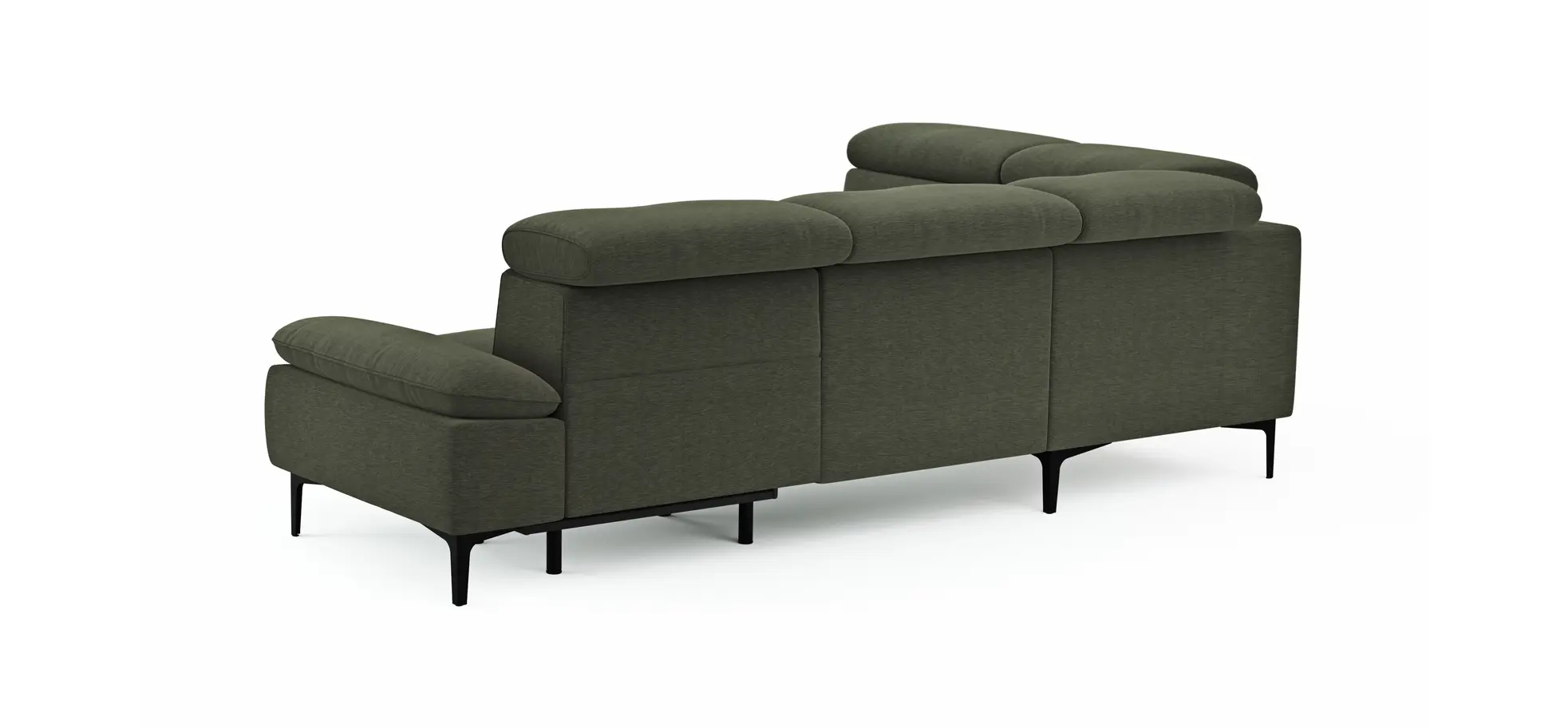 Ecksofa Felipa - Ecke links mit 2,5-Sitzer inkl. Armlehne verstellbar und Rückenlehne/Sitztiefe verstellbar (motorisch), Stoff, Dunkelgrün