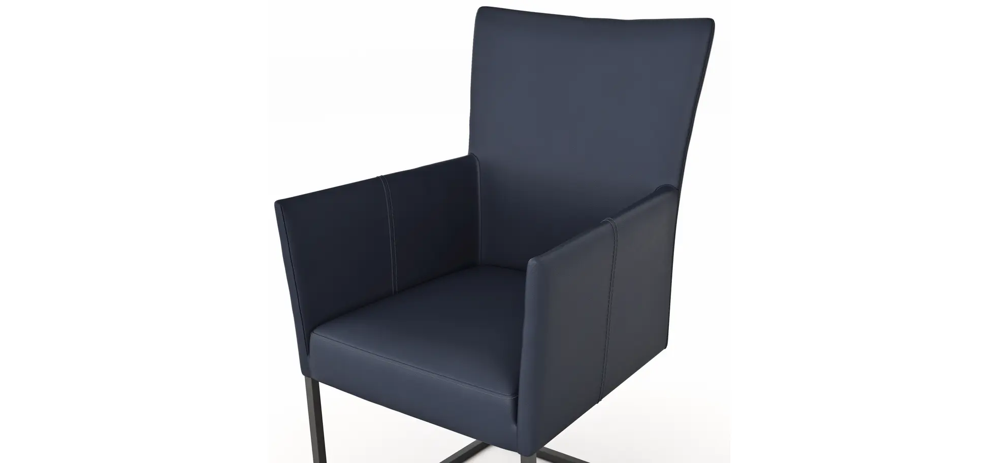 Freischwinger Penthouse - Leder, Dunkelblau, mit Armlehnen