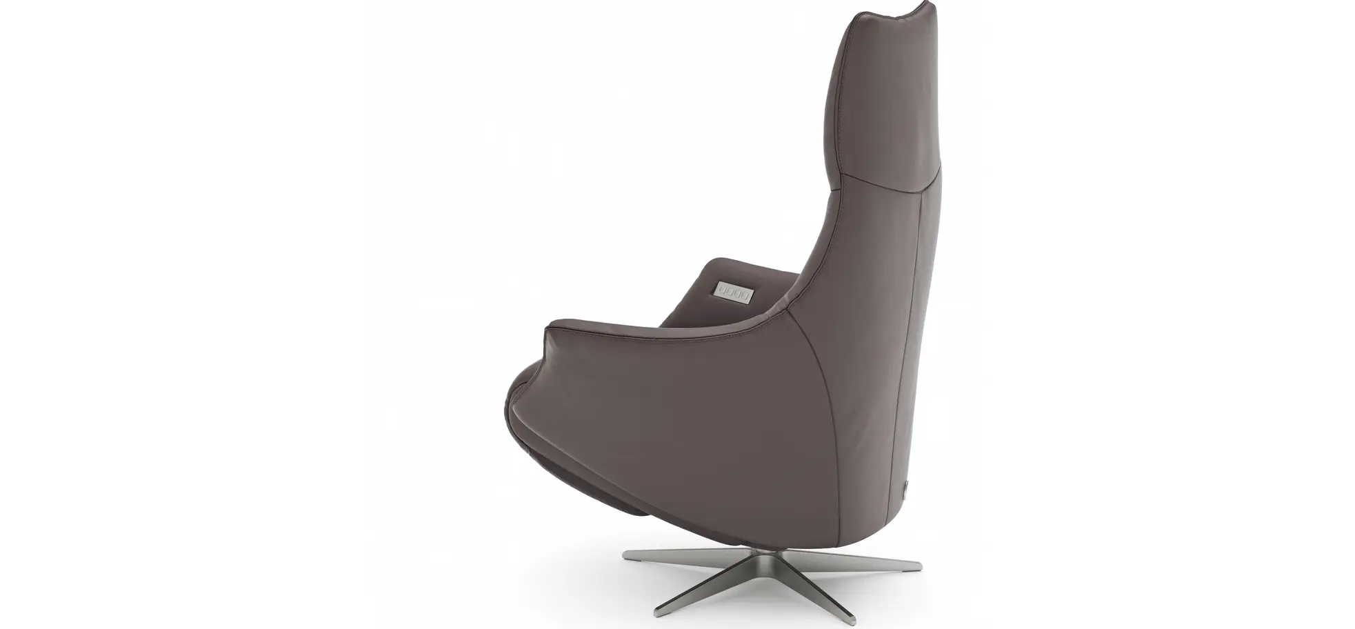 Relaxsessel Girona - Relaxfunktion (motorisch), Leder, Dunkelgrau