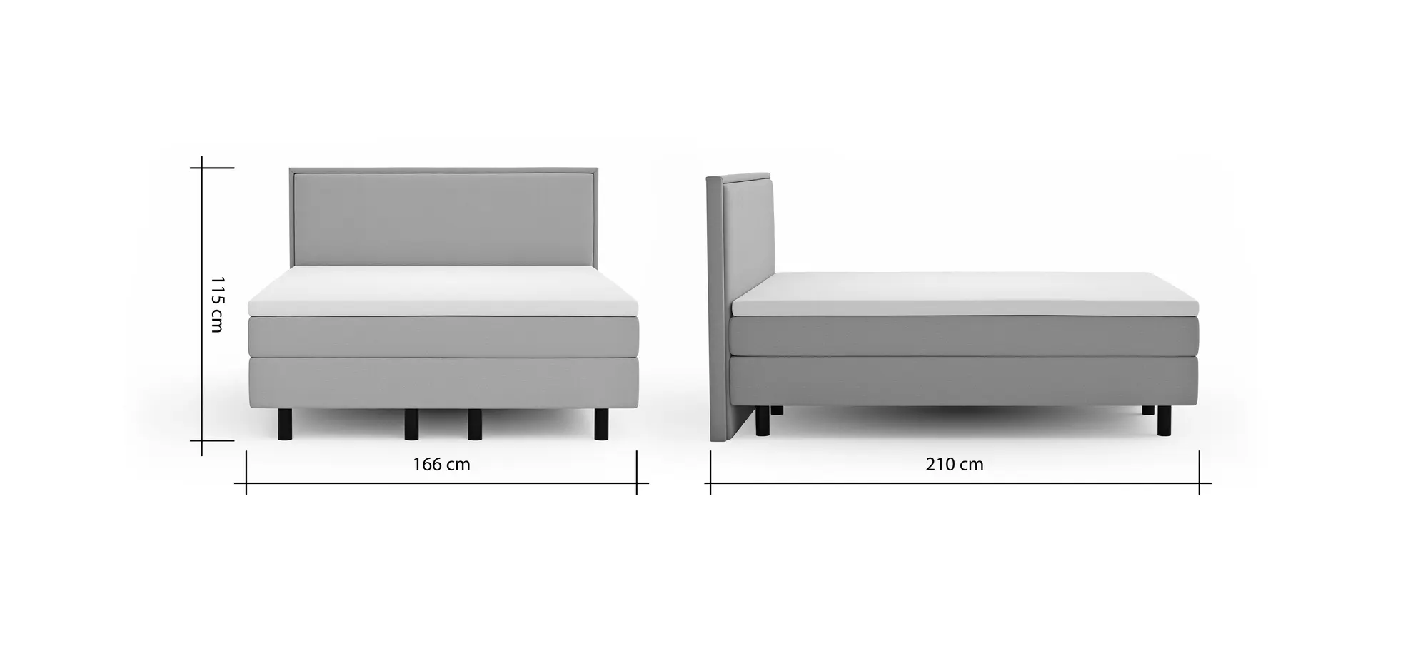 Boxspringbett Valencia - Liegefläche ca. 160x200 cm, Stoff, Zink