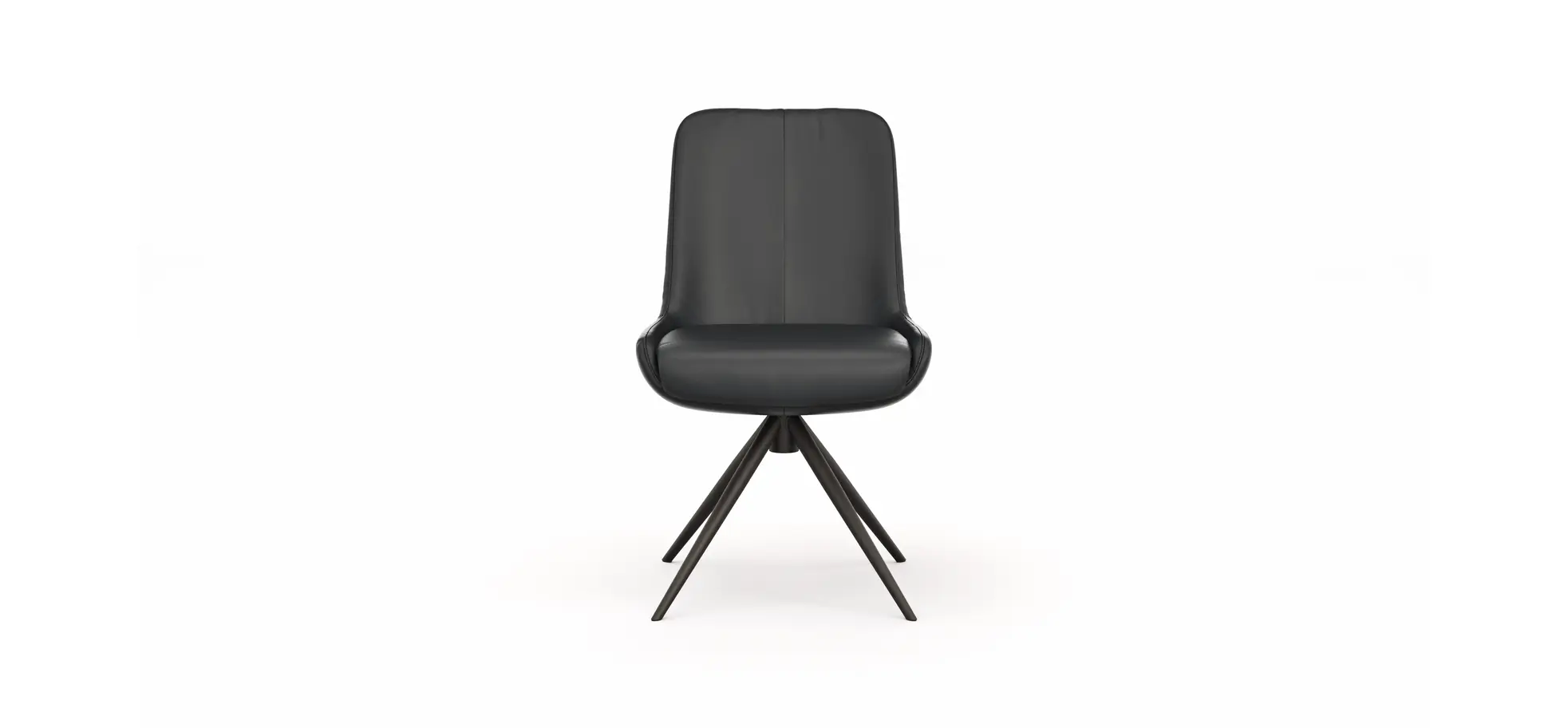 Stuhl Mis - Leder, Schwarz, Drehbar, Gestell Schwarz